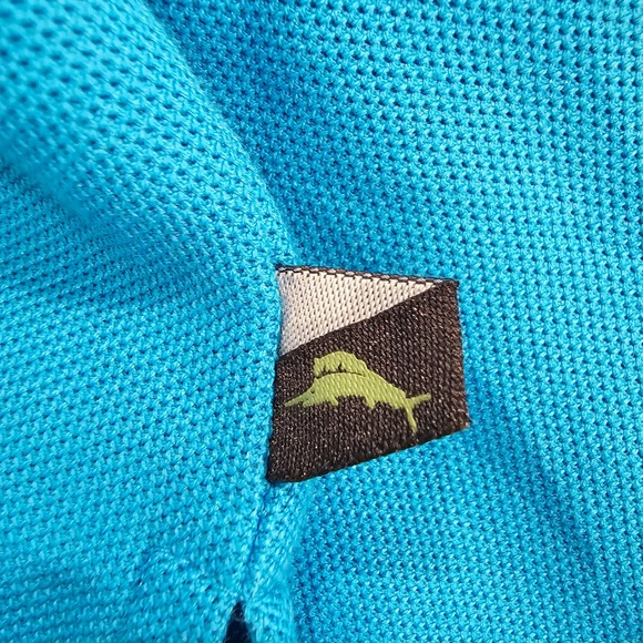 Tommy Bahama Islandzone Mens Large teal Supima Cotton Polo Shirt Big Fish Logo - Picture 6 of 6
